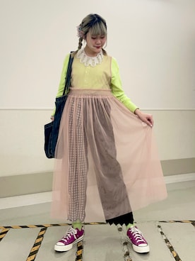 「チャックテイラー」｜「アイテム（ワンピース/ドレス）」を使った、とりさん（レディース・165cm）の春コーディネート