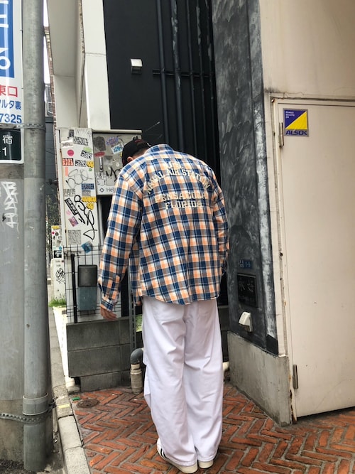 LONGSLEEVE INDIGO CHECK EMBROIDERY SHIRT / ロングスリーブ インディゴ チェック エンブロイデリー シャツ / AVIREX / アヴィレックス