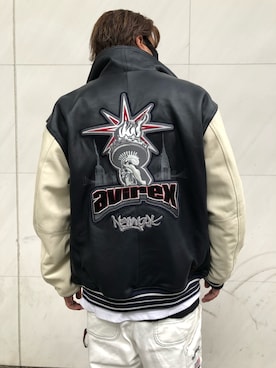 「ブルー」｜「アイテム（スタジャン）」を使った、RIKUさん（メンズ・177cm）の夏コーディネート