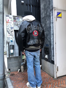 「AVIREX（アヴィレックス）のアイテム（その他アウター）」を使った、RIKUさん（メンズ・177cm）の冬コーディネート