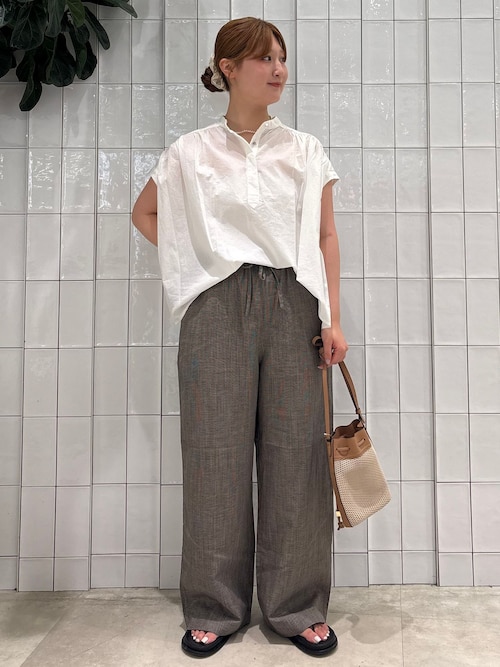 手洗い可 / リネンブレンドストレートパンツ