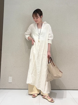 「plage（プラージュ）のLES ATELIERS FRANCAIS DE CONFECTION 別注 SKIPPER ワンピース（ワンピース、ホワイト系）」を使った、杏さん（レディース）の春コーディネート