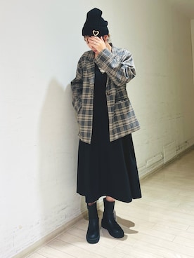 「ehka sopo（エヘカソポ）のアイテム（ニットキャップ/ビーニー）」を使った、kanaさん（レディース・166cm）の秋コーディネート