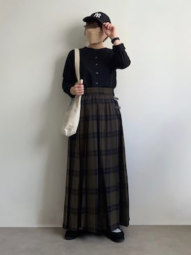 「チェック柄に恋してる」｜「アイテム（その他シューズ）」を使った、misatoさん（レディース・152cm）の秋コーディネート