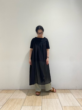 「MANASTASH（マナスタッシュ）のアイテム（ワンピース/ドレス）」を使った、小林さん（レディース・155cm）の夏コーディネート