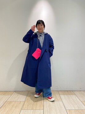 「MANASTASH（マナスタッシュ）のアイテム（ステンカラーコート）」を使った、小林さん（レディース・155cm）の冬コーディネート
