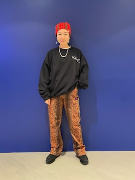 「MANASTASH（マナスタッシュ）のアイテム（スウェット）」を使った、小林さん（レディース・155cm）の秋コーディネート