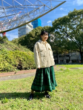 「MANASTASH（マナスタッシュ）のアイテム（ブルゾン）」を使った、小林さん（レディース・155cm）の秋コーディネート