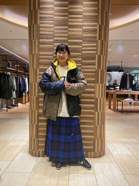 「MANASTASH（マナスタッシュ）のアイテム（ダウンジャケット/コート）」を使った、小林さん（レディース・155cm）の冬コーディネート