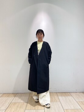 「MANASTASH（マナスタッシュ）のアイテム（ステンカラーコート）」を使った、小林さん（レディース・155cm）の冬コーディネート