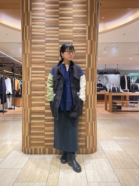 「MANASTASH（マナスタッシュ）のアイテム（スカート）」を使った、小林さん（レディース・155cm）の冬コーディネート