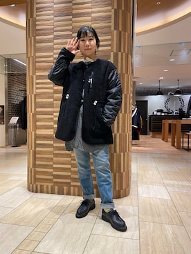 「MANASTASH（マナスタッシュ）のアイテム（ブルゾン）」を使った、小林さん（レディース・155cm）の冬コーディネート