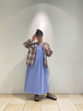「MANASTASH（マナスタッシュ）のアイテム（ワンピース/ドレス）」を使った、小林さん（レディース・155cm）の夏コーディネート