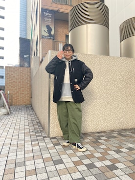 「MANASTASH（マナスタッシュ）のアイテム（ブルゾン）」を使った、小林さん（レディース・155cm）の冬コーディネート