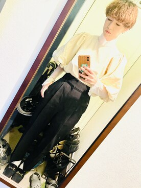 「袖ボリューム」｜「アイテム（スラックス）」を使った、オシャポさん（レディース・167cm）の冬コーディネート