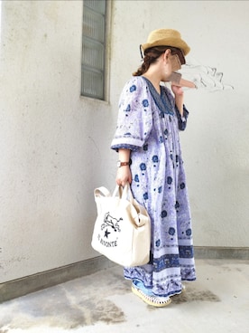 「Simplicite（サンプリシテ）のアイテム（ワンピース/ドレス）」を使った、あお✳さん（レディース・156cm）の夏コーディネート