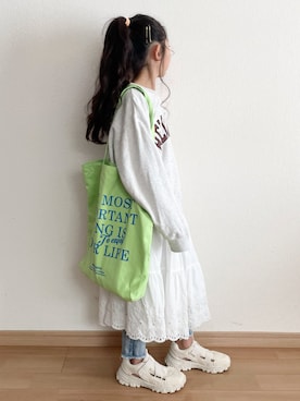 「アイテム（バッグ）」を使った、renaさん（キッズ・120cm）の冬コーディネート