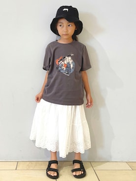 「白スカート」｜「アイテム（その他）」を使った、renaさん（キッズ・110cm）の秋コーディネート
