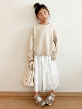 「白スカート」｜「アイテム（その他）」を使った、renaさん（キッズ・110cm）の秋コーディネート