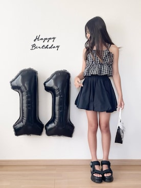 「アイテム（キャミソール）」を使った、renaさん（キッズ・145cm）の冬コーディネート