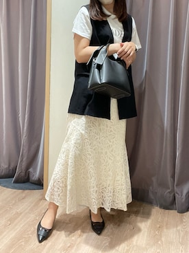「レーススカート」｜「アイテム（その他アウター）」を使った、rioさん（レディース・162cm）の春コーディネート