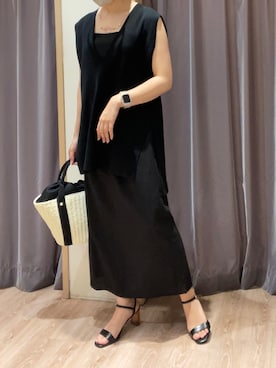 「Te chichi（テチチ）のレーヨンリネンキャミワンピース（ワンピース）」を使った、rioさん（レディース・162cm）の夏コーディネート