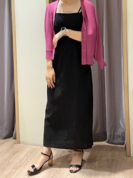 「Te chichi（テチチ）のレーヨンリネンキャミワンピース（ワンピース）」を使った、rioさん（レディース・162cm）の夏コーディネート