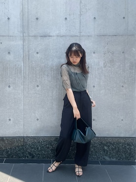 「Te chichi（テチチ）のアイテム（ショルダーバッグ）」を使った、rioさん（レディース・162cm）の夏コーディネート