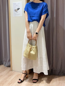 「アイレットレース」｜rioさん（レディース・162cm）の春コーディネート
