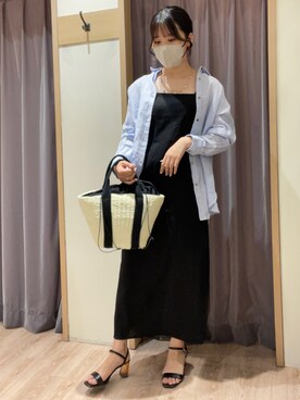 「Te chichi（テチチ）のレーヨンリネンキャミワンピース（ワンピース）」を使った、rioさん（レディース・162cm）の夏コーディネート