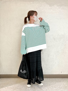 「A.P.C.（アーペーセー）のSAC SHOPPING REBOUND 20AC（トートバッグ）」を使った、てらさん（レディース・161cm）の春コーディネート