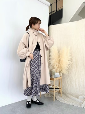 「チェック柄に恋してる」｜「アイテム（レッグウェア）」を使った、てらさん（レディース・161cm）の春コーディネート