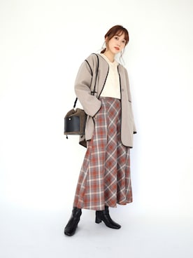 「秋先取りコーデ」｜「アイテム（ノーカラーコート）」を使った、てらさん（レディース・161cm）の秋コーディネート