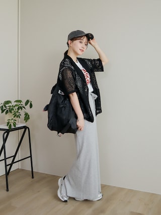 「classicalelf（クラシカルエルフ）の繊細なレースがつくる、大人のための“雰囲気服”。ポケットつきパネルレーステーラードジャケット（半袖）（テーラードジャケット）」を使った、てらさん（レディース・163cm）の夏コーディネート