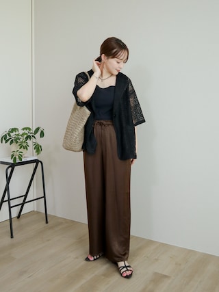 「classicalelf（クラシカルエルフ）の繊細なレースがつくる、大人のための“雰囲気服”。ポケットつきパネルレーステーラードジャケット（半袖）（テーラードジャケット）」を使った、てらさん（レディース・163cm）の夏コーディネート