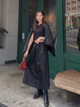 「クロップドトップス」｜「アイテム（ブルゾン）」を使った、Mizukiさん（レディース・164cm）の秋コーディネート