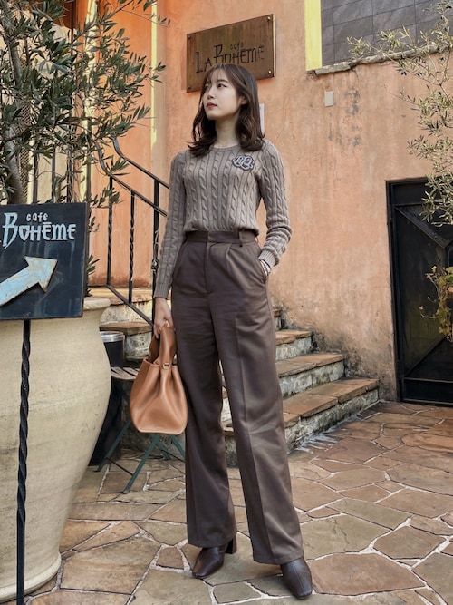 RALPH LAUREN ラルフローレン　ケーブルニット 肩ボタントリム RALPH LAUREN｜ボタントリム ケーブルニット コットン セーター