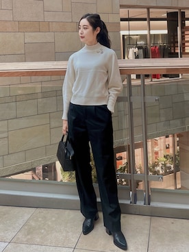 「ANAYI（アナイ）のウールカシミヤビジュー プルオーバー（ニット/セーター）」を使った、Mizukiさん（レディース・164cm）の秋コーディネート