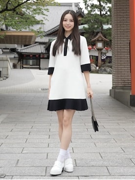 「VALENTINO（ヴァレンティノ）のアイテム（ワンピース/ドレス、ホワイト系）」を使った、Mizukiさん（レディース・165cm）の春コーディネート
