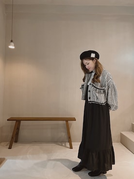 「靴」｜「アイテム（ハンチング/ベレー帽）」を使った、Akiさん（レディース・153cm）の冬コーディネート
