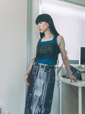 「アイテム（チューブトップ）」を使った、matsurikaさん（レディース・163cm）の秋コーディネート