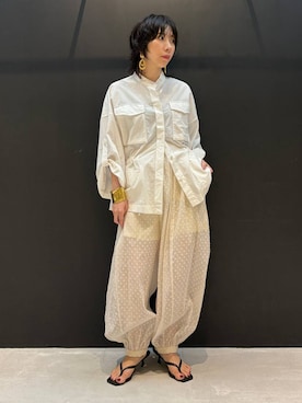 「Curensology（カレンソロジー）のCurensology(カレンソロジー)/メタルピアス（ピアス（両耳用）、ゴールド系）」を使った、cl___naoさん（レディース・149cm）の夏コーディネート