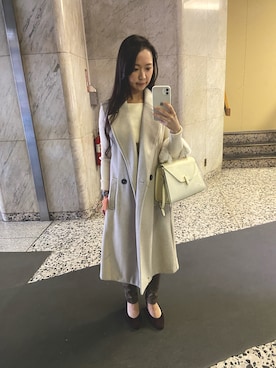 「Valextra（ヴァレクストラ）のアイテム」を使った、Naoko さん（レディース・156cm）の冬コーディネート