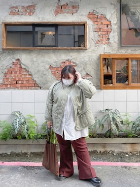 「ぽっちゃりコーデ」｜「アイテム（ブルゾン）」を使った、りお RIOさん（レディース・151cm）の秋コーディネート