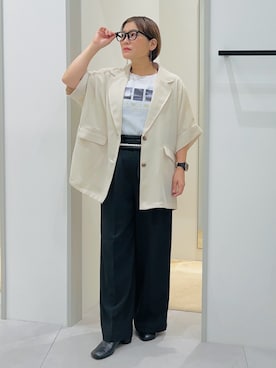 「アイテム（テーラードジャケット）」を使った、タナさん（レディース・155cm）の夏コーディネート