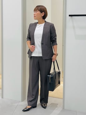 「アイテム（ノーカラージャケット）」を使った、タナさん（レディース・155cm）の夏コーディネート