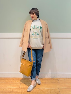 「DRESKIP（ドレスキップ）のアイテム（テーラードジャケット）」を使った、タナさん（レディース・155cm）の冬コーディネート