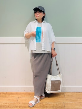 「DRESKIP（ドレスキップ）のアイテム（キャップ）」を使った、タナさん（骨格ウェーブ・レディース・155cm）の夏コーディネート