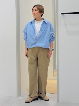 「THE SHOP TK （ザ ショップ ティーケー ）の【POLO BCS 別注】ワンポイント刺繍T（Tシャツ/カットソー、ホワイト系）」を使った、タナさん（レディース・155cm）の春コーディネート