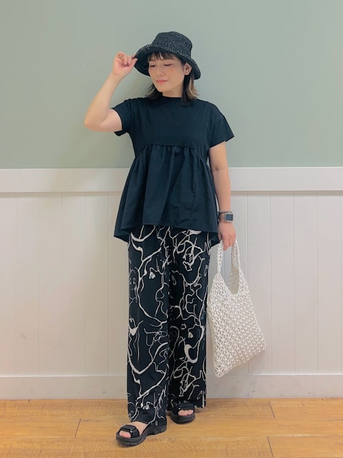 セール】【UV】 ほんのり甘い 異素材ペプラムトップス（Tシャツ